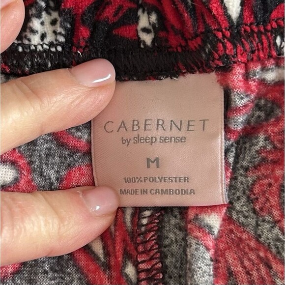 Cabernet Sleep Sense Pajama Set Women Medium Red Multi Paisley Velour Plush Cozy - Picture 6 of 16